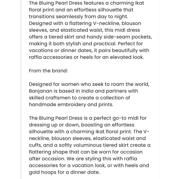 TUCKERNUCK Banjanan IKAT Floral Bluing Pearl Dress NWT Size XS - Picture 9 of 12